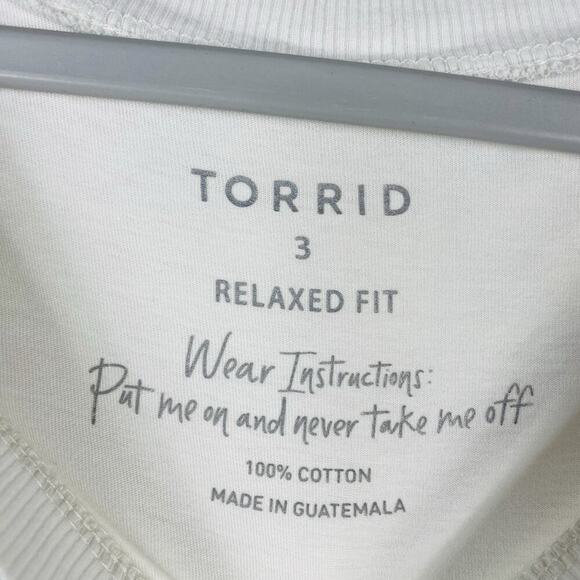 Torrid Size 3X Livin My Best Life Relaxed Fit Short Sleeve Tee T-Shirt Top White - Picture 4 of 5